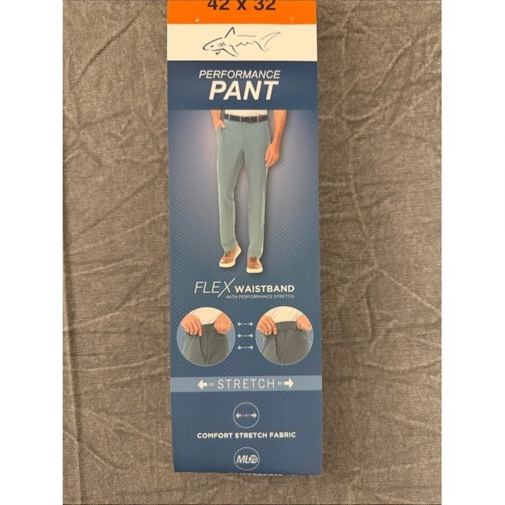 Greg‎ Norman Mens ML75 Performance Pant Sage Green Flex Waistband 42x32 Stretch